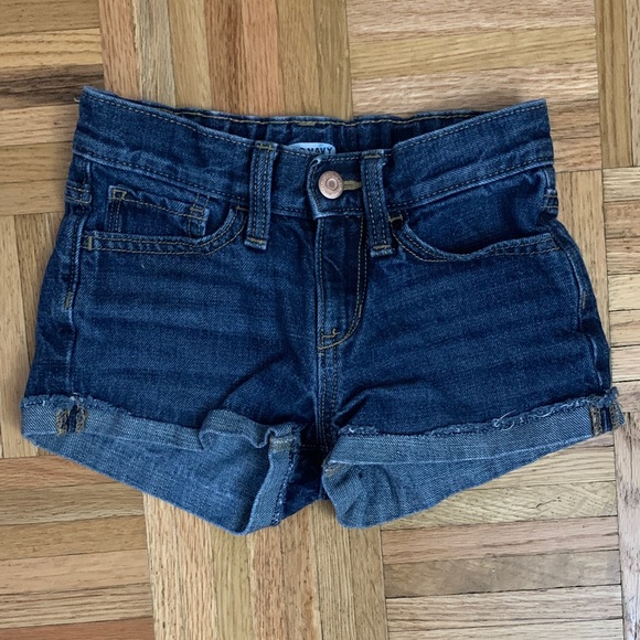 Old Navy - Girls 8 - Dark Blue Denim Shorts - Fringed Hem - Picture 1 of 6